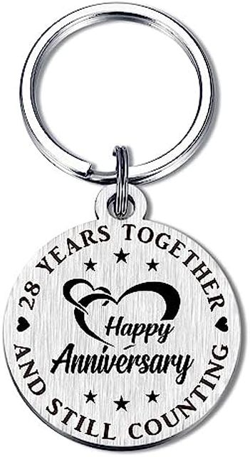 Anniversary Keychain Couple Gifts for Him Her, Happy Wedding